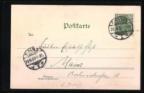 Lithographie Giessen, Johannes-Kirche, Gesamtansicht