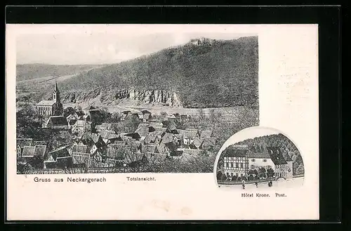 AK Neckargerach, Hotel Krone und Post, Totalansicht