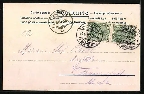 Lithographie Oberkirch, Teilansicht, Renchthaltracht