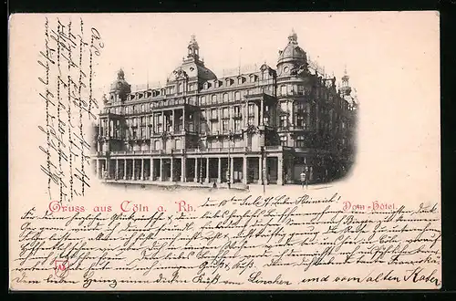 AK Cöln a. Rh., Dom-Hotel, Strassenansicht