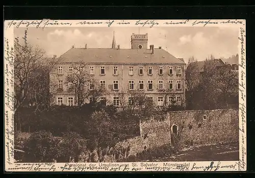 AK Münstereifel, Pensionat der Ursulinen St. Salvator, mit Aussenmauer