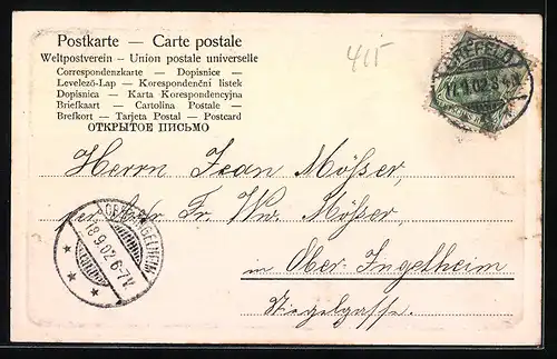 AK Crefeld, Bismarckplatz mit Strasse