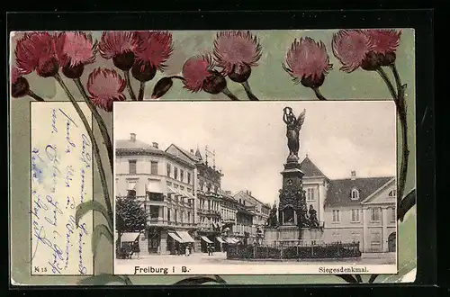 AK Freiburg i. B., Siegesdenkmal mit Umgebung