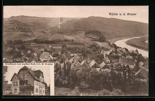 AK Rühle a. d. Weser, Gasthaus zum weissen Ross, Teilansicht