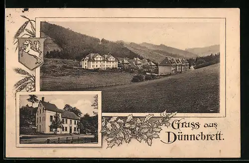 AK Dünnebrett, Gasthaus, Ortspartie