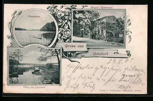 AK Uetzdorf, Siegel`s Restaurant, Panorama, Fliess bei Uetzdorf