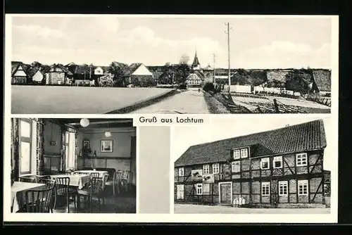 AK Lochtum, Gasthaus u. Schlachterei Willi Müller, Innenansicht, Strassenpartie