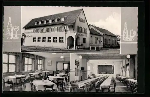 AK Darmstadt-Arheilgen, Hotel und Gaststätte Weisser Schwan, Frankfurterstr. 190, Innenansichten