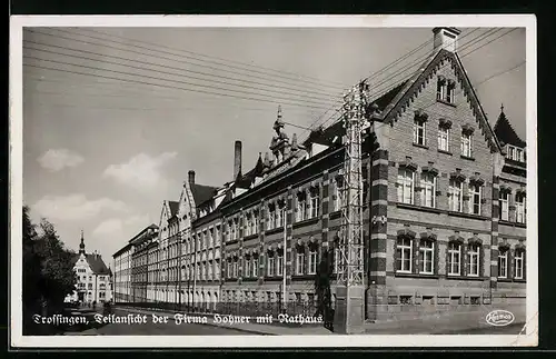 AK Trossingen, Teilansicht der Frima Hohner mit Rathaus