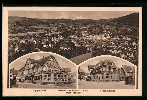 AK Murrhardt, Gasthof Zur Sonne, Post Albert Bofinger, Panorama