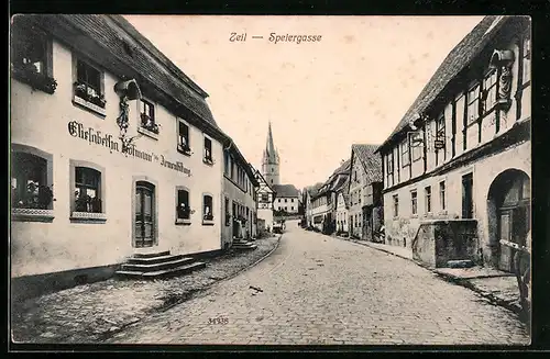 AK Zeil, Speiergasse mit Kirche und Armenstiftung Elisabeth Hofmann
