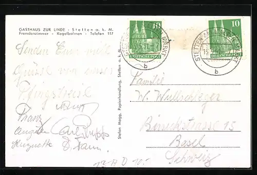 AK Stetten a. k. M., Gasthaus zur Linde, Strassenansicht