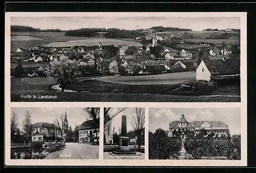 AK Furth bei Landshut, Maristenkloster, Kriegerdenkmal, Gesamtansicht aus der Vogelschau