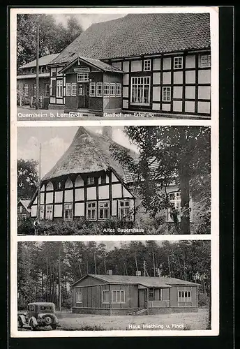AK Quernheim b. Lemförde, Gasthof zur Erholung, Altes Bauernhaus, Haus Miethling und Finck