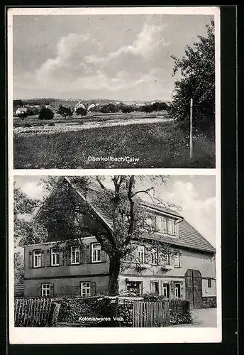 AK Oberkollbach /Calw, Kolonialwaren-Geschäft Volz, Ortsansicht