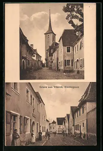 AK Vilseck, Strasse Klostergasse, Blick zur Kirche