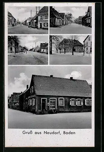 AK Neudorf /Baden, Ortspartie mit Bäckerei u. Lebensmittelgeschäft v. Jakob Schwarz