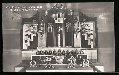 AK Mainz, Podium der Narhalla 1928, 90 Jahre M.C.V. Mainz
