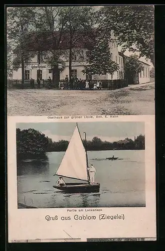 AK Cablow, Gasthaus zur grünen Linde, Partie am Lankensee