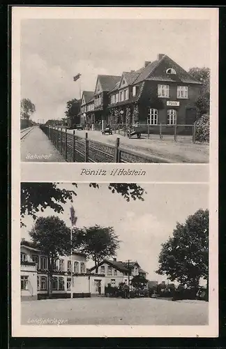 AK Pönitz i. H., Bahnhof und Landjahrlager