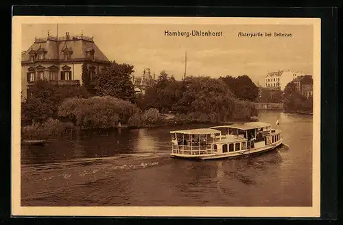 AK Hamburg-Uhlenhorst, Alsterpartie bei Bellevue