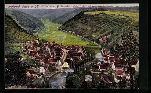 AK Solbad Sulz a. N., Blick vom Gähnenden Stein ins Neckartal
