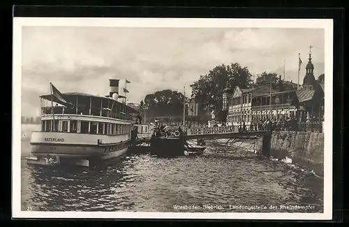 AK Wiesbaden-Biebrich, Landungsstelle der Rheindampfer