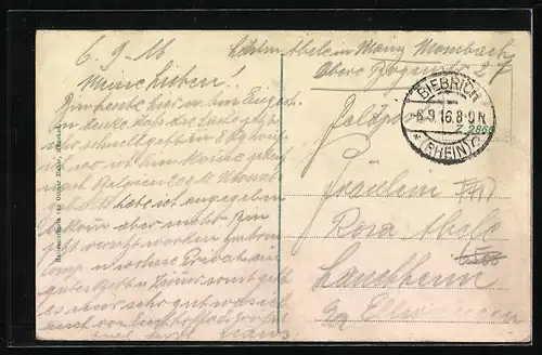 AK Biebrich / Rhein, Rheinufer mit Dampfer und Strassenbahn