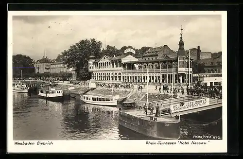 AK Wiesbaden Biebrich, Rhein-Terrassen Hotel Nassau