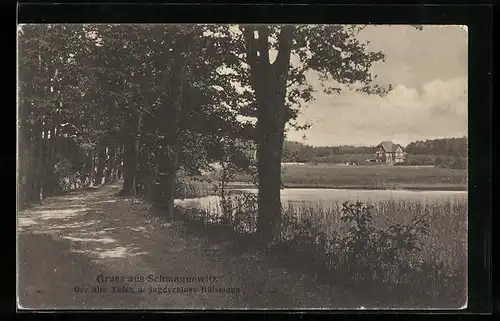 AK Schmannewitz, Der alte Teich u. Jagdschloss Hülsmann