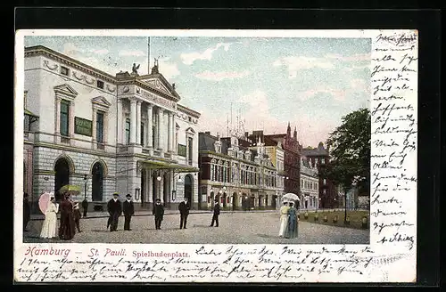 AK Hamburg-St.Pauli, Spielbudenplatz mit Passanten