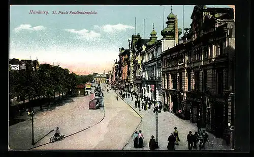 AK Hamburg-St. Pauli, Partie am Spielbudenplatz an der Reeperbahn