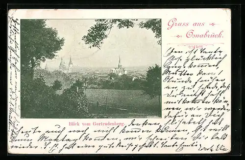 AK Osnabrück, Blick vom Gertrudenberg auf den Ort