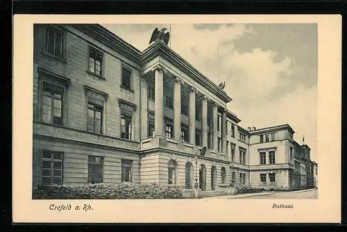 AK Crefeld a. Rh., Rathauses bei Sonnenschein