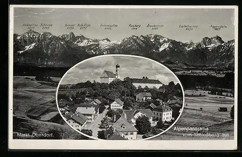 AK Alpen, Panorama und Markt Oberdorf