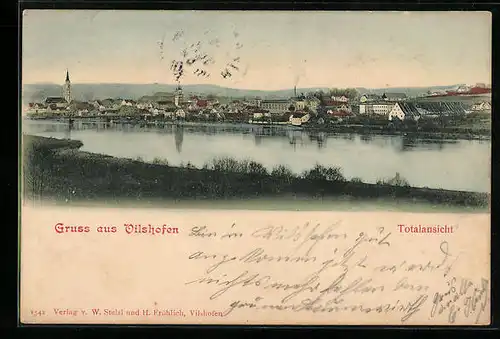 AK Vilshofen, Blick auf den Ort über den Fluss
