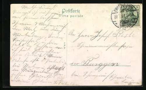 AK Friedberg, Färbergasse und Stadtkirche, Adolfsturm