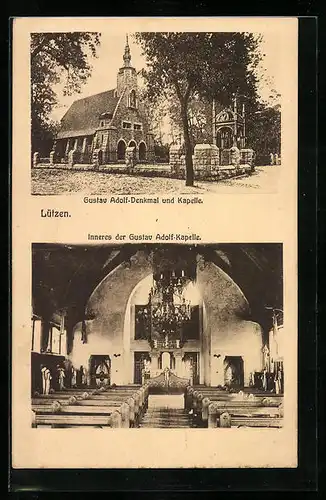 AK Lützen, Gustav Adolf-Denkmal und Kapelle