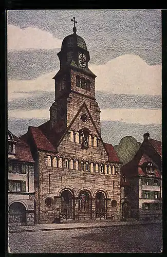 Künstler-AK Nürnberg, die katholische Kirche St. Bonifatius im Bezirk St. Leonhard der Pfarrei St. Elisabeth