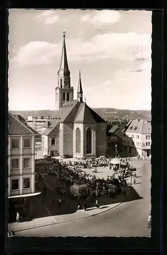 AK Zweibrücken, Alexanderkirche mit sehr vielen Passanten