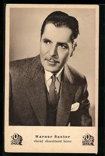 AK Schauspieler Warner Baxter zur Seite blickend