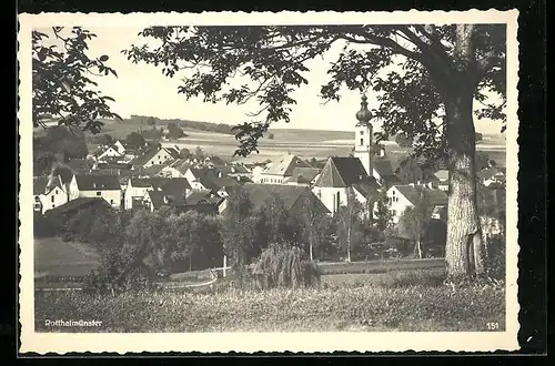 AK Rotthalmünster, Blick über die Wiese auf den Ort