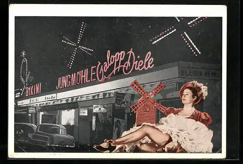 AK Hamburg-St. Pauli, Jungmühle-Bikini-Hippodrom, Vergnügungsstätte auf der Gr. Freiheit 10-14