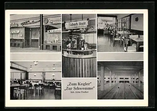 AK Hamburg, Gastwirtschaft Zum Kegler-Zur Schwemme, Inh. John Fischer, Barmbeker Markt 42