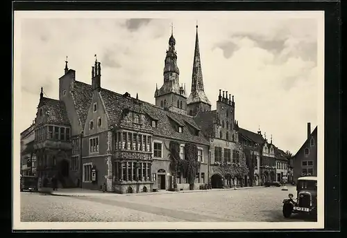Foto-AK Deutscher Kunstverlag, Nr. 4: Lemgo, Rathaus und Türme der Nikolaikirche