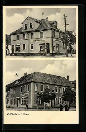 AK Neulussheim i. B., Gasthaus zum Adler, Lebensmittelhaus