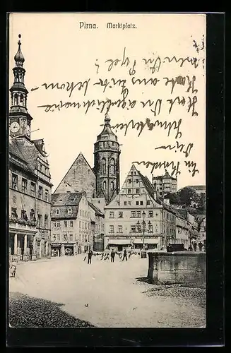 AK Pirna, Ortspartie am Marktplatz