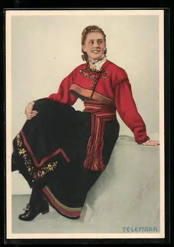 AK Norwegerin in Tracht von Telemark