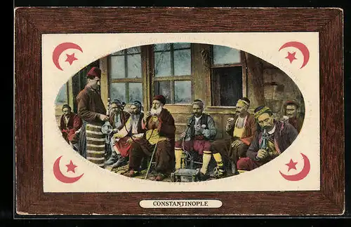 AK Constantinople, türkische Herren beim Rauchen