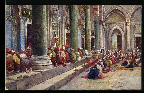 Künstler-AK Constantinople, türkische Moslems beim Beten